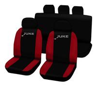 Lupex Shop Coprisedili auto compatibili con Juke, Nero Rosso, Made in Italy, tessuto poliestere, set sedili completi anteriori e posteriori