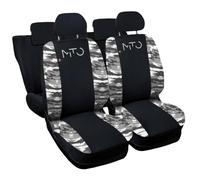 Lupex Shop Coprisedili auto compatibili con Mito, Made in Italy, tessuto poliestere, set sedili completi anteriori e posteriori (Nero - Mimetico Grigio)