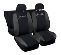 Lupex Shop Coprisedili auto compatibili con Punto, tessuto poliestere, set sedili completi anteriori e posteriori (Nero - Grigio Scuro)