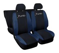 Lupex Shop Coprisedili auto compatibili con Punto, tessuto poliestere, set sedili completi anteriori e posteriori (Nero - Blu Scuro)