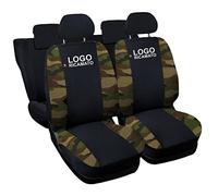 Lupex Shop Coprisedili auto compatibili con Qashqai, Nero Mimetico Classico, Made in Italy, tessuto poliestere, set sedili completi anteriori e posteriori