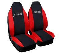 Lupex Shop Coprisedili auto compatibili con Smart fortwo, 450 451 e 453, Made in Italy, Tessuto Policotone (Nero - Rosso) CL