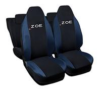 Lupex Shop Coprisedili auto compatibili con Zoe, Made in Italy, tessuto poliestere, set sedili completi anteriori e posteriori (Nero - Blu Scuro)