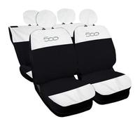 LUPEX SHOP - Coprisedili Auto Compatibili Per 500, Made In Italy, Set Di Copri Sedili Anteriori E Posteriori (bicolore Orizz.) Con Copri Poggiatesta I