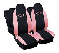 Lupex Shop Coprisedili auto compatibili per C1 prima serie dal 2005 al 2014 con poggiatesta integrato, Nero Rosa, Prodotto Made In Italy