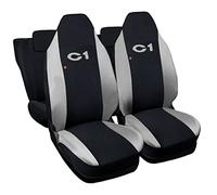 Lupex Shop Coprisedili auto compatibili per C1 prima serie dal 2005 al 2014 con poggiatesta integrato, Nero Grigio Chiaro, Prodotto Made In Italy