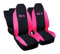 Lupex Shop Coprisedili auto compatibili per C1 prima serie dal 2005 al 2014 con poggiatesta integrato, Nero Fucsia, Prodotto Made In Italy