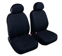 Lupex Shop Ketty.Rigo_Bs.G Copri-sedili Auto Universale Coppia Anteriore Trapuntato Blu Scuro Bordino Grigio | Set Coprisedile Universali per Anteriori | Airbag Compatibili | Accessori Auto Interno