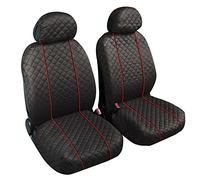 Lupex Shop Ketty.Rigo_Gs.R Copri-sedili Auto Universale Coppia Anteriore Trapuntato Grigio Scuro Bordino Rosso | Set Coprisedile Universali per Anteriori | Airbag Compatibili | Accessori Auto Interno