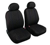 Lupex Shop Ketty.Rigo_N.B Copri-sedili Auto Universale Coppia Anteriore Trapuntato Nero Bordino Blu | Set Coprisedile Universali per Anteriori | Airbag Compatibili | Accessori Auto Interno