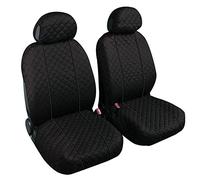 Lupex Shop Ketty.Rigo_N.G Copri-sedili Auto Universale Coppia Anteriore Trapuntato Nero Bordino Grigio | Set Coprisedile Universali per Anteriori | Airbag Compatibili | Accessori Auto Interno