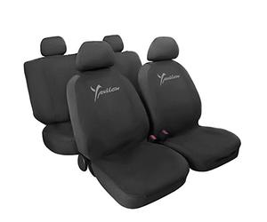 Lupex Shop Lancia.Y_G Copri-sedili Auto Compatibili Ypsilon Grigio scuro | Set Copri-Sedile Anteriori e Posteriori | Airbag Compatibile | Accessori Interno