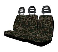 Lupex Shop Set Coprisedili Universali per Furgone 3 Posti misto Cotone poliestere, singolo + doppio, Cintura Bassa, colore Mimetico Classico