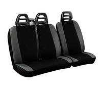 Lupex Shop Set Coprisedili Universali per Furgone 3 Posti misto Cotone poliestere, singolo + doppio, Cintura Alta, colore Nero - Grigio Chiaro