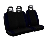 Lupex Shop Set Coprisedili Universali per Furgone 3 Posti misto Cotone poliestere, singolo + doppio, Cintura Bassa, colore Nero - Blu Scuro