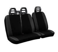 Lupex Shop Set Coprisedili Universali per Furgone 3 Posti misto Cotone poliestere, singolo + doppio, Cintura Alta, colore Nero - Grigio Scuro