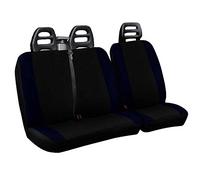 Lupex Shop Set Coprisedili Universali per Furgone 3 Posti misto Cotone poliestere, singolo + doppio, Cintura Alta, colore Nero - Blu Scuro