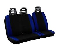 Lupex Shop Set Coprisedili Universali per Furgone 3 Posti misto Cotone poliestere, singolo + doppio, Cintura Bassa, colore Nero - Blu Royal