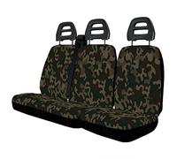 Lupex Shop Set Coprisedili Universali per Furgone 3 Posti misto Cotone poliestere, singolo + doppio, Cintura Alta, colore Mimetico Verde