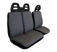 Lupex Shop Set Coprisedili Universali per Furgone 3 Posti misto Cotone poliestere trapuntato, singolo + doppio,Cintura Alta, colore Grigio