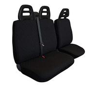 Lupex Shop Set Coprisedili Universali per Furgone 3 Posti misto Cotone poliestere trapuntato, singolo + doppio,Cintura Alta, colore Nero