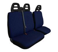 Lupex Shop Set Coprisedili Universali per Furgone 3 Posti misto Cotone poliestere trapuntato, singolo + doppio,Cintura Alta, colore Blu