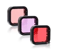 Lupholue 3 in 1 Snorkel Diving Rosso/Rosa/Viola Filtri per lenti in acqua di mare e d'acqua dolce Compatible with custodia impermeabile di for GoPro Hero (2018), GoPro Hero 7 6 5