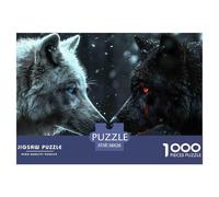 Lupi a Confronto Puzzle 1000 Pezzi Carta Puzzle per Adulti Notte nella Foresta Gioco di Puzzle 1000 Pezzi Relax Decorazione Casa Regalo 38x26cm/1000pcs