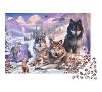 lupi-Animali selvatici Art Style Rompicapo 1000 Pezzi In Lupo di neve Pack Stampa Ad Alta DefinizioneUn Set Di Puzzle A Rompicapo Per Disintossicazione DigitaleIdeale Per Tempo LiberoSerata Giochi 52