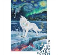 Lupi Bianco Jigsaw Puzzle Impossibili 1000Pcs Aurore del Nord Decorazione Per La Casa. Giochi Rilassamento E Intelligence Per Adulti E Ragazzi Da 14 Anni 1000pcs (75x50cm)