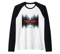 Lupi Caccia Alce Lago Riflessione sul Lago Maglia con Maniche Raglan