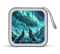 Lupi che ululano Northern Lights Divertente porta CD DVD Raccoglitore Custodia protettiva in plastica rigida con cordino Portaoggetti Portaoggetti Organizer per Casa Auto 40 CD, Stile:, Taglia unica