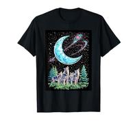Lupi Chiamata Cosmica Notte Notte Ululato Foresta Lunare Maglietta