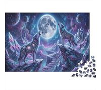 Lupi gemelli cosmiciPuzzle 1000 Pezzi Cartone Spesso Tempo Libero Montagna Luna Miglioramento Memoria Anziani, Legame Familiare, Regalo Natale 70x50cm/1000pcs