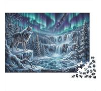 lupi grigioPuzzle Da 1000 Pezzi Cartone Spesso Cascata congelata Aurora Fai Da Te Per Anziani Allenamento Cognitivo, Tempo Libero, Legame Familiare 38x26cm/1000pcs