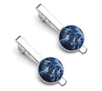 Lupi Howl at The Moon Divertente Fermacravatta Clip Fermacravatta Clip Fermacravatta Clip Regolare Cravatta Regali Decorativi Per Gli Uomini, 5.5x2.2cm, Metallo