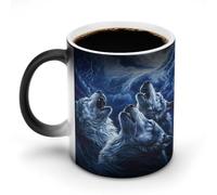 Lupi Howl at The Moon Tazza cambia colore in ceramica sensibile al calore tazza da caffè con manico divertente regalo 325 ml