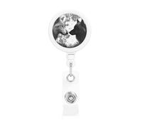 Lupi Love Under The Moon - Porta badge retrattile con clip a coccodrillo, portachiavi con clip a coccodrillo, leggero, retrattile, porta badge divertente per infermieri, insegnanti, impiegati