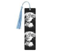 Lupi Love Under The Moon Segnalibro in legno con animali selvatici per uomini e donne personalizzato intaglio in legno con nappa ciondolo segnalibro per gli amanti dei libri regalo di compleanno