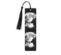Lupi Love Under The Moon Segnalibro in legno con animali selvatici per uomini e donne personalizzato intaglio in legno con nappa ciondolo segnalibro per gli amanti dei libri regalo di compleanno