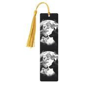 Lupi Love Under The Moon Segnalibro in legno con animali selvatici per uomini e donne personalizzato intaglio in legno con nappa ciondolo segnalibro per gli amanti dei libri regalo di compleanno