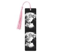 Lupi Love Under The Moon Segnalibro in legno con animali selvatici per uomini e donne personalizzato intaglio in legno con nappa ciondolo segnalibro per gli amanti dei libri regalo di compleanno