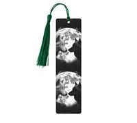 Lupi Love Under The Moon Segnalibro in legno con animali selvatici per uomini e donne personalizzato intaglio in legno con nappa ciondolo segnalibro per gli amanti dei libri regalo di compleanno