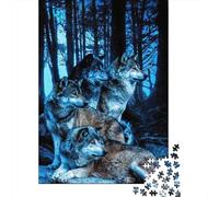 Lupi nella Foresta Puzzle per Adulti Puzzle 1000 Pezzi Carta Gioco di Puzzle 1000 Pezzi Notte Bosco Relax Famiglia Arredo Regalo 52x38cm/1000pcs