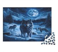 Lupi notte Puzzle 1000 Pezzi In Lupo della Luna puzzle in Cartone Premium, Un Gioco Di Puzzle Per Disintossicazione Digitale, Ideale Per Giochi Di Puzzle Da Viaggio, Serata Giochi 52x38c