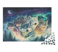 Lupi Pack Jigsaw Puzzle Impossible 1000Pcs Aurore del Nord Decorazione Per La Casa. Giochi Rilassamento E Intelligence Per Adulti E Bambini Da 12 Anni 1000pcs (75x50cm)