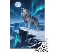 Lupi Puzzle Impossible 1000 Pezzi Aurore del Nord Luna piena Decorazione Per La Casa. Rilassamento E Intelligence Per Adulti E Bambini Da 12 Anni 1000pcs (75x50cm)