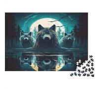 Lupi Puzzle Impossible 1000Pcs forestaa illuminata dalla luna Decorazione Per La Casa. Rilassamento E Intelligence Per Adulti E Ragazzi Da 14 Anni 1000pcs (75x50cm)