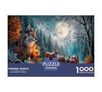 lupi& Santa's Sled Puzzle Impossibili 1000Pcs Foresta illuminata dalla lunaa Decorazione Per La Casa. Giochi Rilassamento E Intelligence Per Adulti E Ragazzi Da 14 Anni 38x26cm/1000pcs