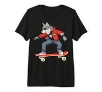 Lupi Skateboarder/Skater Wolf Maglietta Premium